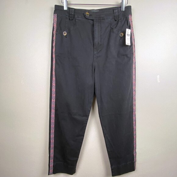 ANTHROPOLOGIE | Tapered Side Stripe Black Pants 6 NWT - Picture 5 of 11